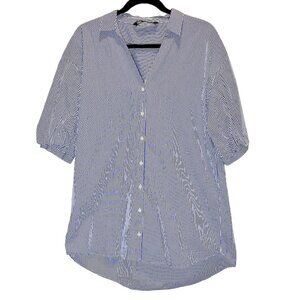 Zara Blue & White Striped Shirt Dress – Women’s XS (Runs Generous)